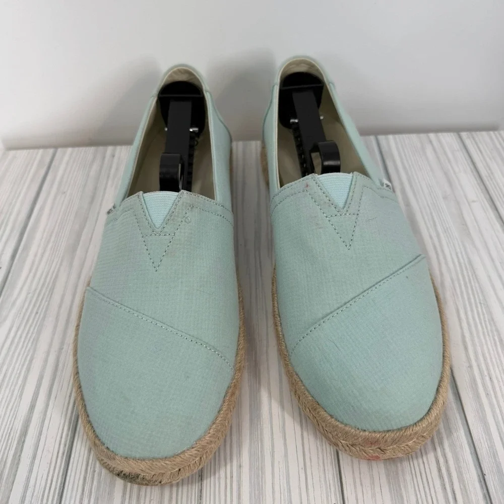 TOMS Alpargata Rope Espadrille Mint Green Textile Slip On Flats Womens Size 9.5
